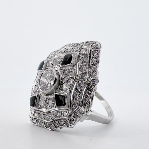 Ring 53 Anello Art Deco aus Platin mit Diamanten 1,74 ct 58 Facettes AN535