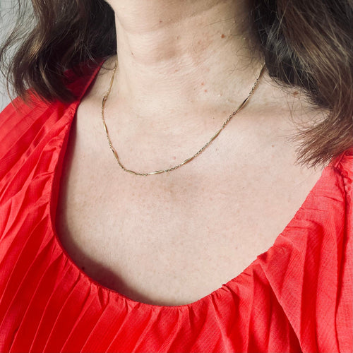 Collier Chaîne vintage mailles alternées 46 cm or jaune 58 Facettes