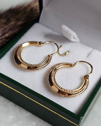 Boucles d'oreilles Créoles or rose, biseautées et perlées 58 Facettes 700