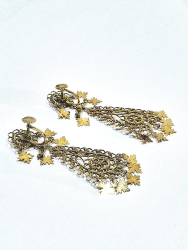 Boucles d'oreilles Paire de boucles d’oreilles pendantes Méditerranéenne en or rose 58 Facettes