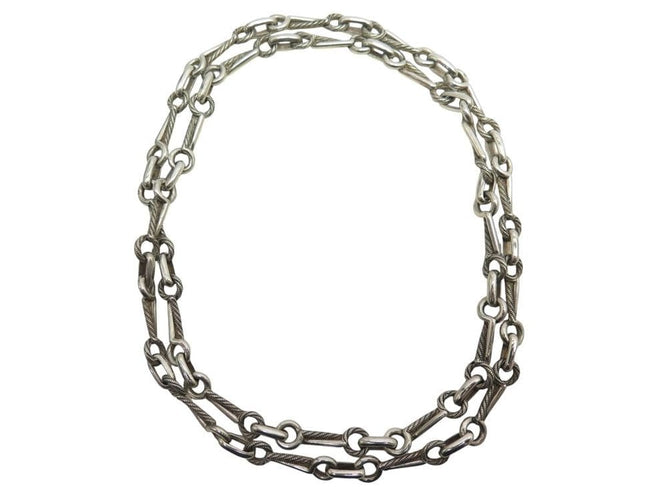 Collier collier sautoir HERMES de percin chaine cordage marin en argent 58 Facettes 267985