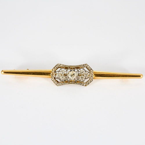 Broche Broche ancienne en or jaune, platine et diamants 58 Facettes