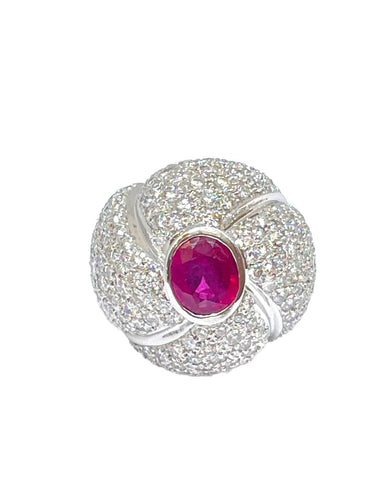 Bague 50 Bague Diamants Rubis ovale 58 Facettes