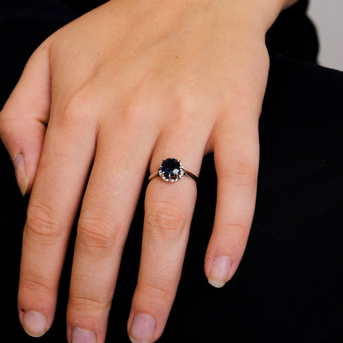 Bague 51 Bague Saphir Or Blanc Platine 58 Facettes