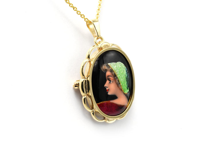 Pendentif Pendentif années 50 en or jaune et émail de Limoges 58 Facettes 22809