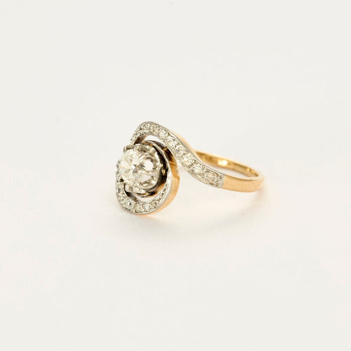 Bague 51 Bague tourbillon or jaune et gris, diamants 58 Facettes LJ6