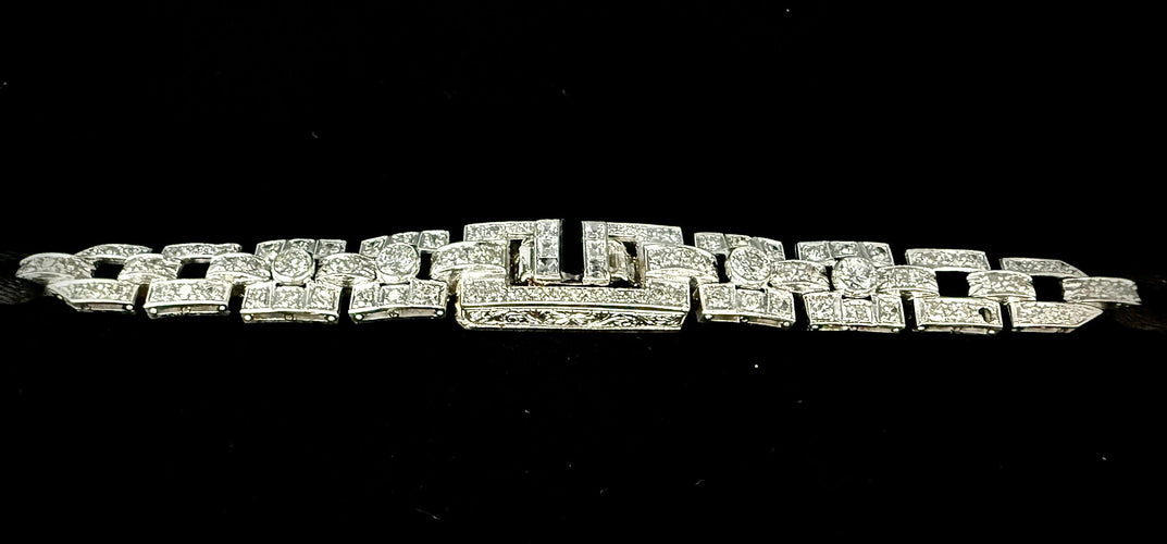 Bracelet Bracelet Art Déco en platine serti de 3,60 carats de diamants 58 Facettes