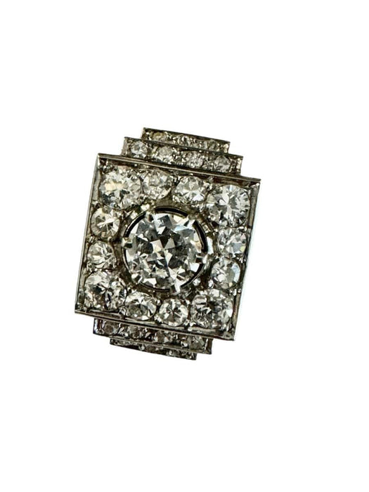 Bague 54 Bague Art Deco en Platine et Diamants 58 Facettes