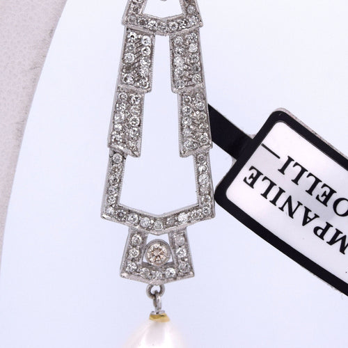 Boucles d'oreilles Boucles d'oreilles Art Déco en or blanc avec perles et diamants 58 Facettes