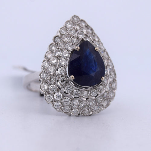 Bague 57 Bague en or blanc avec saphir et diamants 58 Facettes