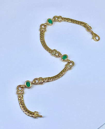 Bracelet Bracelet en or jaune 18 carats, emeraudes et diamants 58 Facettes AB362