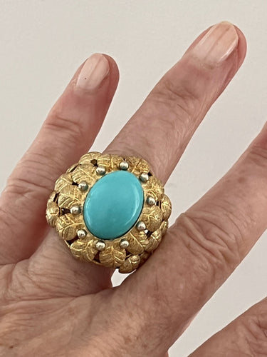 Bague 53 Bague Or Jaune et Turquoise 58 Facettes LOT 6594