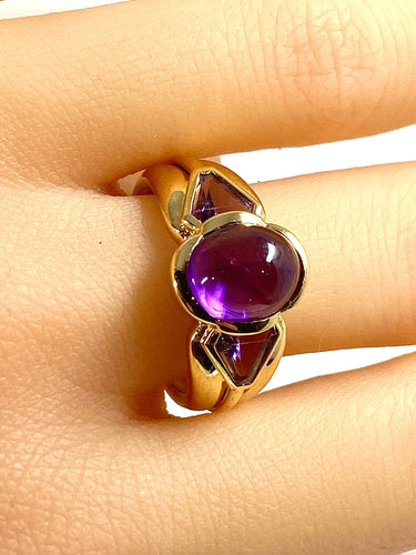 Bague 56 Bague or jaune améthystes 58 Facettes AB445