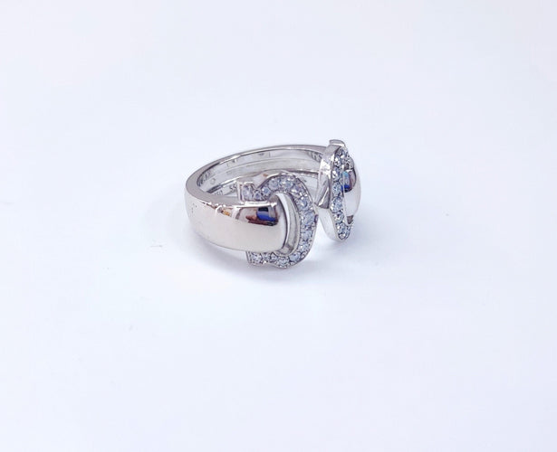 Bague 55 CARTIER Bague C or blanc et diamants 58 Facettes DV-Cartier-49