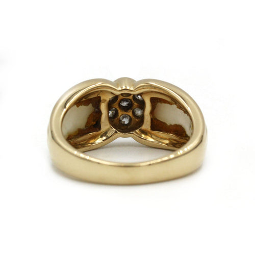 Bague 52 Bague jonc or jaune 750 Crystal de roche et diamants 58 Facettes SA005