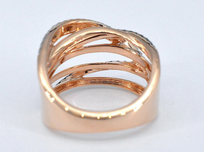 Bague 54 Bague en or rose sertie de diamants blancs et noirs taille brillant 58 Facettes 2183