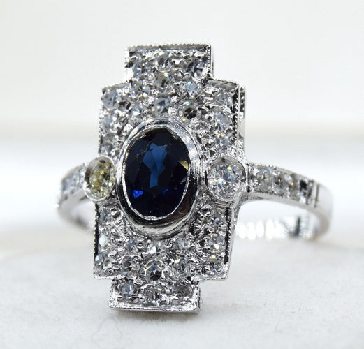 52 Bague saphir platine Art Déco 58 Facettes