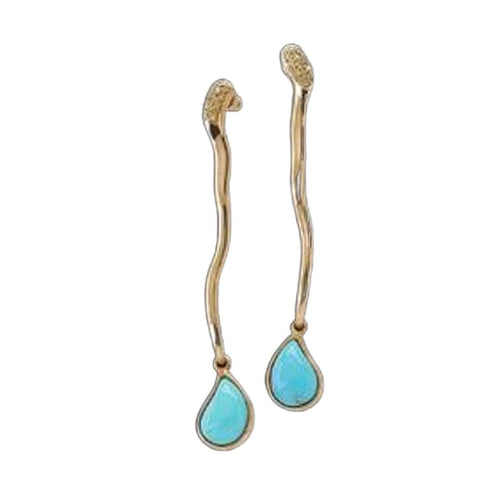 Boucles d'oreilles Boucles d'oreilles or jaune, gouttes turquoise Iran, diamants naturels 58 Facettes MG-200832