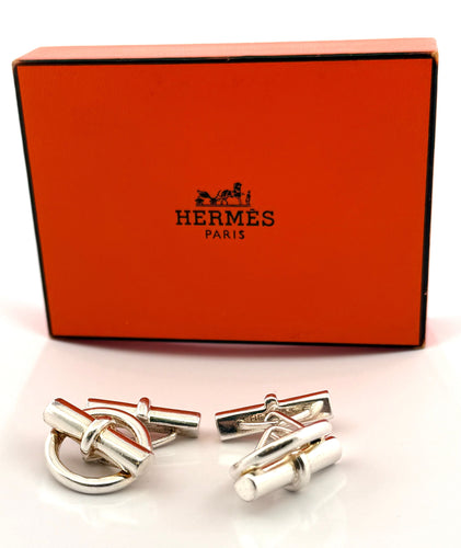 Boutons de manchette Boutons de manchettes HERMES en argent 58 Facettes