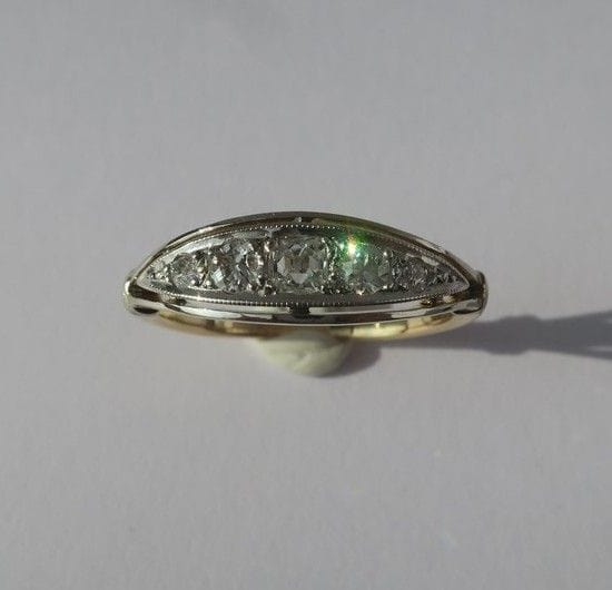 Bague jarretière Art Nouveau diamants or bicolore 58 Facettes