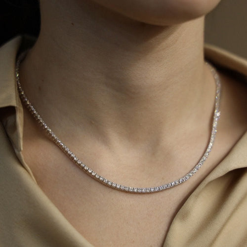 Collier Collier Tennis en or gris et diamants brillants 58 Facettes