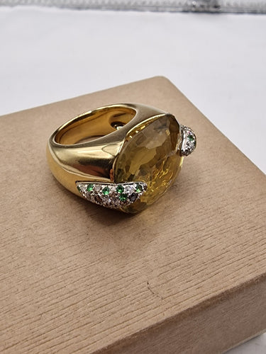 Bague 60 Pomellato - Bague Pin Up en or jaune 18 k, citrine, tsavorites et diamants 58 Facettes