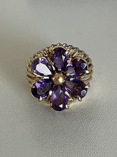 Bague 58 Bague Fils d'Or Jaune Améthystes 58 Facettes 5512