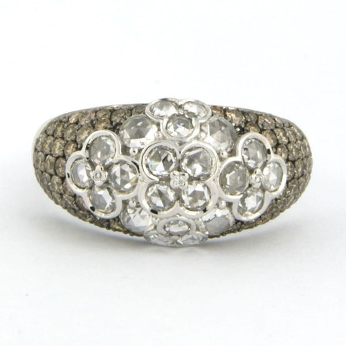 Bague 53 Bague en or blanc sertie de diamants taille rose et brillant jusqu'à 1,95 ct 58 Facettes