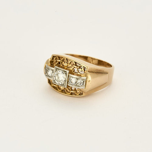 Bague 55 Bague Tank en or jaune, platine et diamants 58 Facettes CHA1051