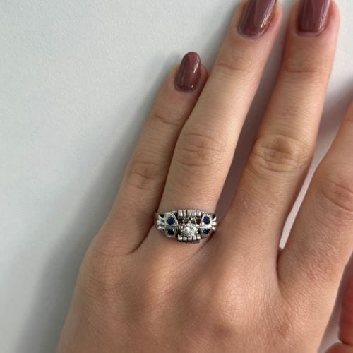 Bague 53 Bague avec saphirs et diamants 58 Facettes 30533