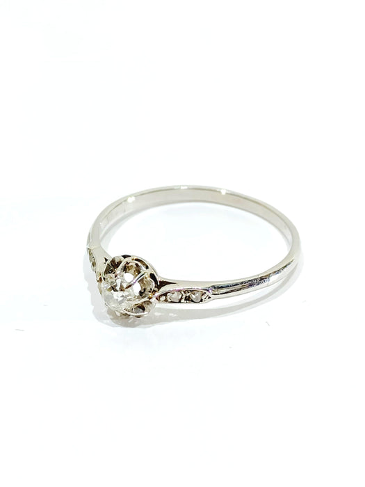 Bague 62.5 Solitaire en platine et diamants 58 Facettes