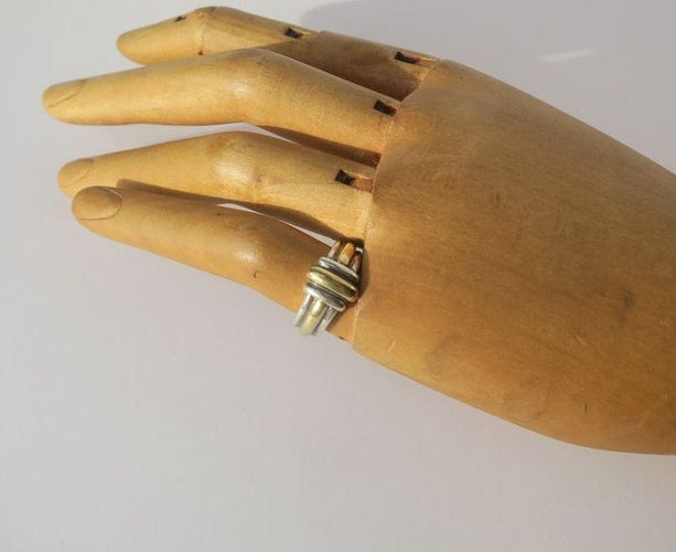 Christofle - Bague jonc vintage godrons en or 18k et argent 58 Facettes