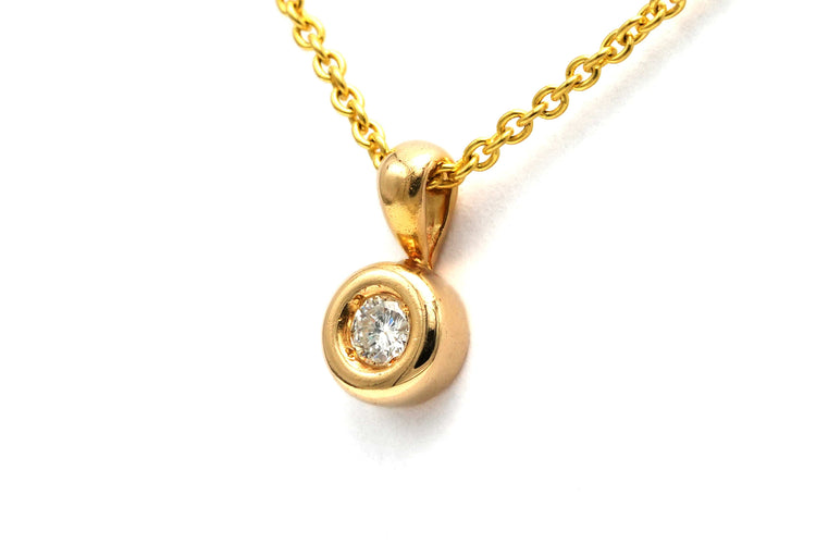 Pendentif Pendentif contemporain en or jaune 18 carats et diamant taille brillant 0,08 ct 58 Facettes B788