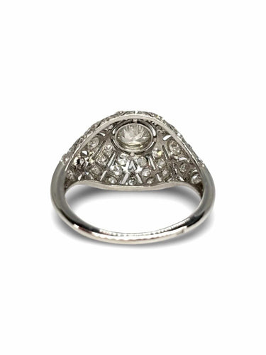 Antique ring in 18K white gold and 0.75 ct diamonds 