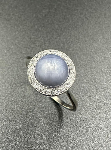 Bague 55 Bague Art Déco Saphir étoilé et diamants, Or et Platine 58 Facettes