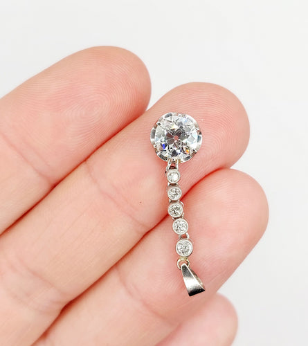 Přívěsek z bílého zlata, Platina a starobrusný diamant 1,30 karátu (kolem roku 1900) 