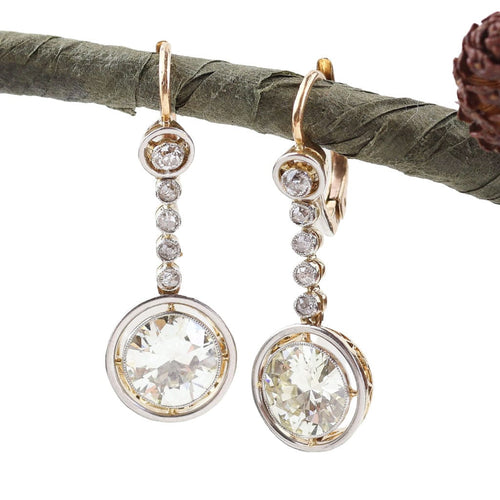 Boucles d'oreilles Boucles d'oreilles vintage en or jaune du XXe siècle avec diamants naturels 58 Facettes