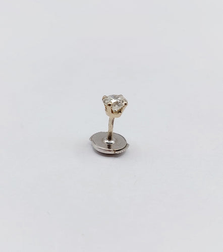 Puce d'oreille SEULE vintage or blanc et diamant de 0.38 carat 58 Facettes A06242
