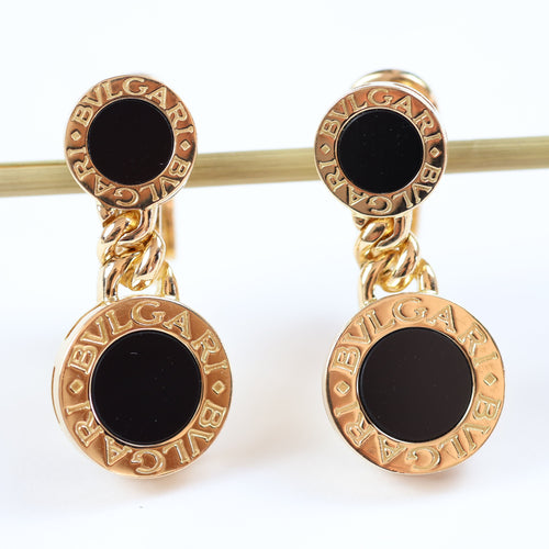 Boucles d'oreilles BULGARI - Boucles d'oreilles Bulgari en or jaune et onyx 58 Facettes 126202