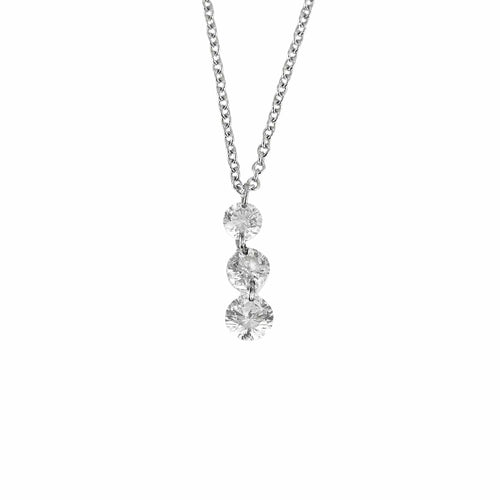 Collier COLLIER OR BLANC 3 DIAMANTS 0,45ct 58 Facettes M8927
