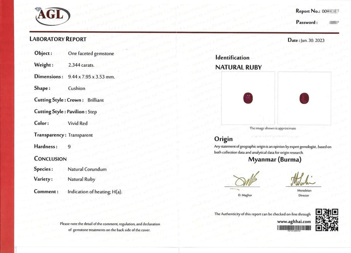 Bague Bague en or blanc avec rubis de Birmanie de 2,34 ct et diamants 58 Facettes 14173