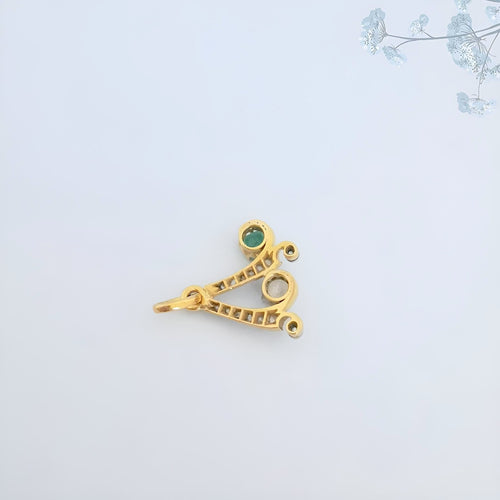 Pendentif Belle Époque émeraude et diamants sur or jaune et platine 58 Facettes 1746