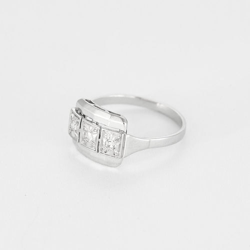 Bague 49.5 Bague Art Déco diamants or gris et platine 58 Facettes LMB-303