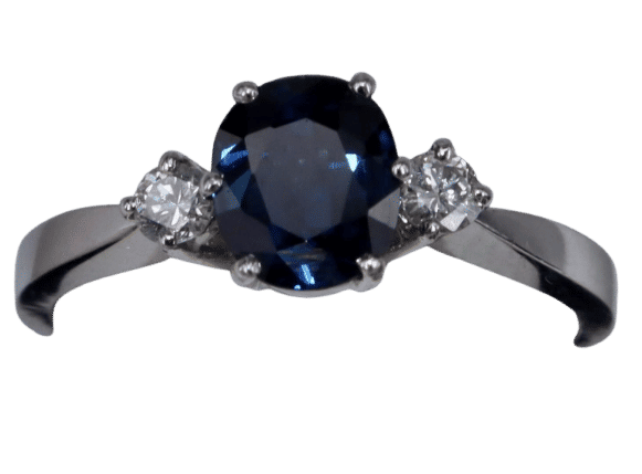 Bague 48.5 Bague ovale en or blanc avec saphirs et diamants 58 Facettes BA-148