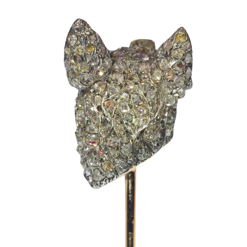 Montre Le meilleur ami du gentleman : épingle à cravate antique en forme de tête de chien sertie de diamants et de rubis 58 Facettes 22112-0167