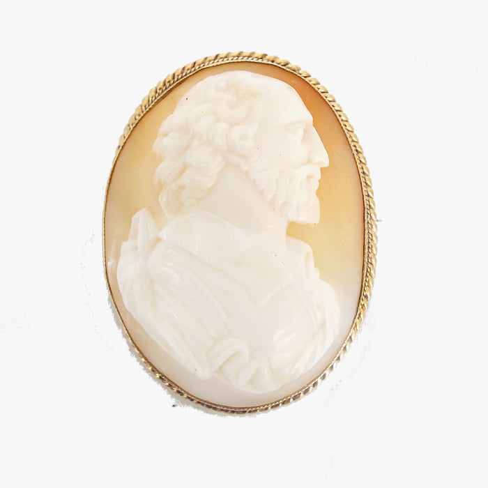 Pin cameo “Shakespeare”, 19th, English, gold and shell