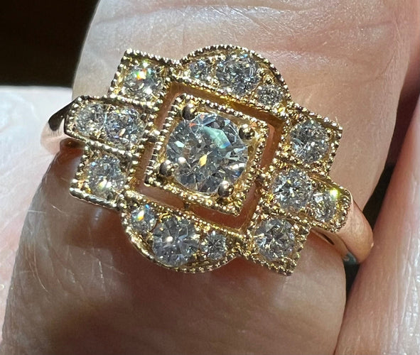 Bague 53 Bague diamants en pavage  diamants or rose 58 Facettes 7624 A