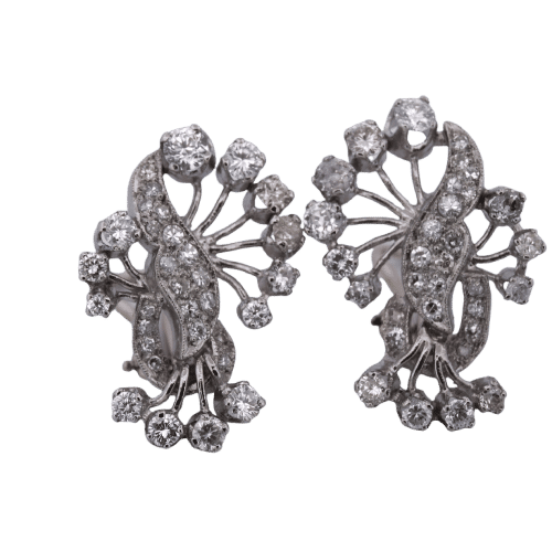 Boucles d'oreilles Boucles d'oreilles en platine et or jaune avec diamants 58 Facettes