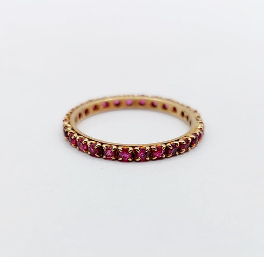 Bague 50 Alliance américaine or rubis ronds (circa 1950) 58 Facettes A05473