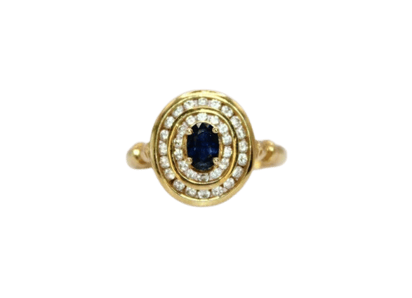 Bague 57 Bague Pompadour Vintage or jaune saphir diamants 58 Facettes